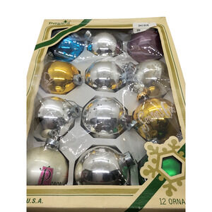 Vintage Pyramid Glass Ball Christmas Ornaments, Set of 12, 3" USA Made Free Ship